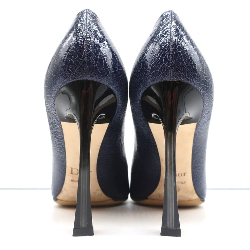 Christian Dior Songe Pumps Navy Cracked Leather Size 37 Pointed Toe Heels product image 7, provided for visual reference and
