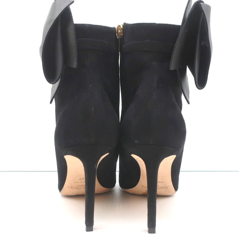 Jimmy Choo Kassidy Bow Ankle Boots Black Suede Size 39 Pointed Toe High Heel product image 7, provided for visual reference