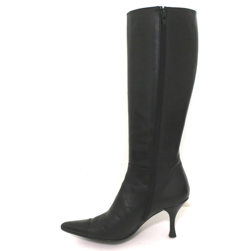 Stuart Weitzman Bonjour Knee High Boots Black Leather Size 6 Pointed Toe Heel product image 7, provided for visual reference