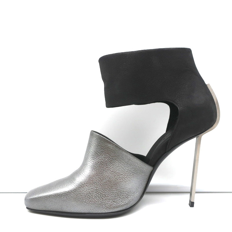Vic Matie Metal Heel Pumps Black Nubuck & Silver Metallic Leather Size 37.5 product image 7, provided for visual reference