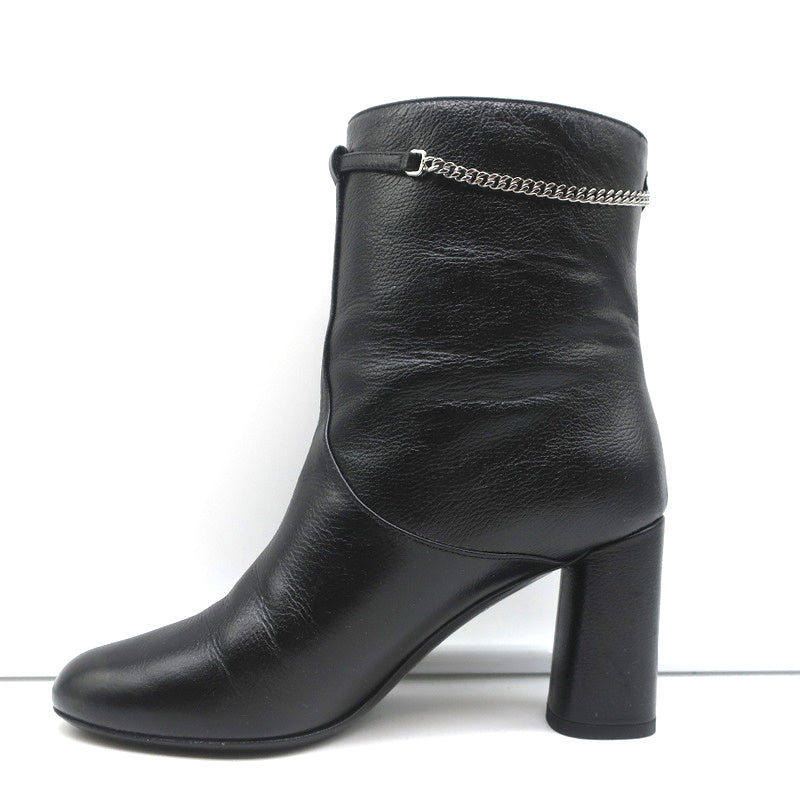 Christian Dior CD Chain Embellished Ankle Boots Black Leather Size 36 High Heel product image 7, provided for visual