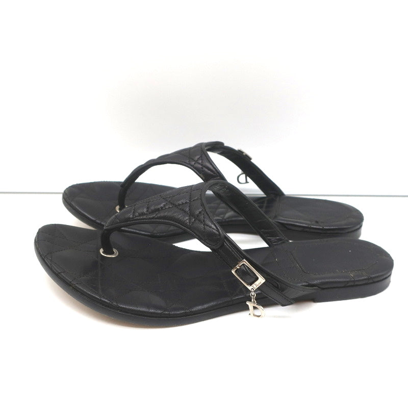 Christian Dior Cannage Thong Sandals Black Leather Size 35.5 Flat Slides product image 7, provided for visual reference and