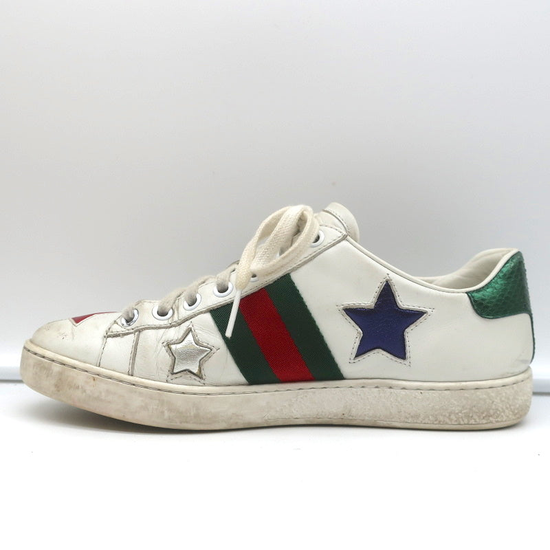 Gucci Ace Stars Low Top Sneakers White & Metallic Leather Size 36 product image 7, provided for visual reference and product