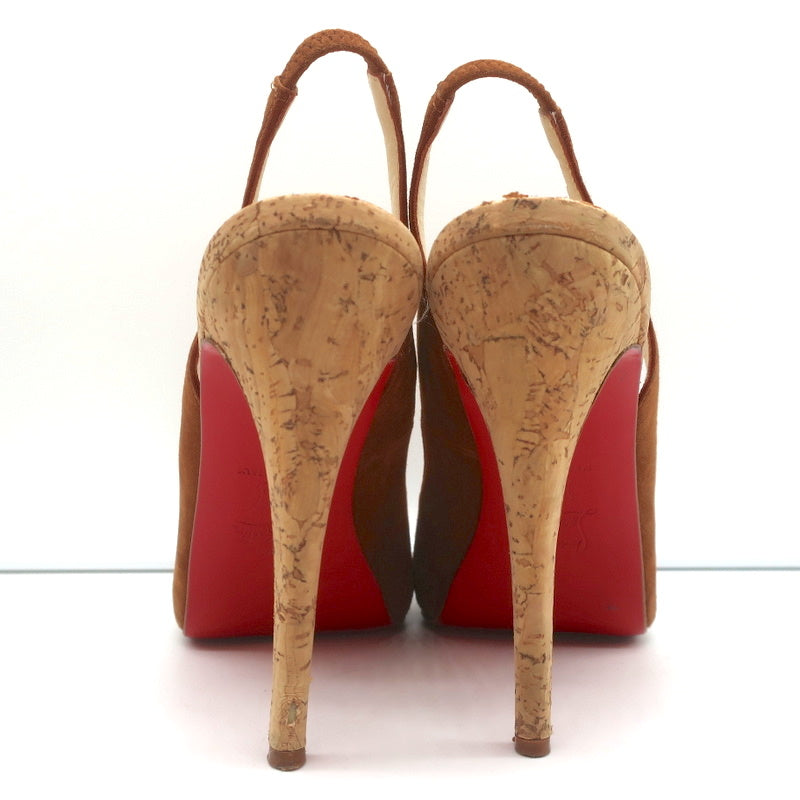Christian Louboutin No Prive Cork Slingback Sandals Brown Suede Size 41.5 product image 7, provided for visual reference and