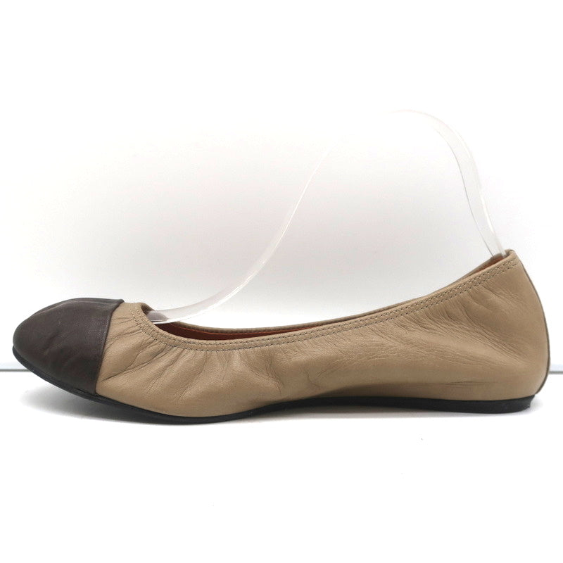 Lanvin Cap Toe Ballet Flats Taupe/Brown Two-Tone Leather Size 38.5 product image 7, provided for visual reference and