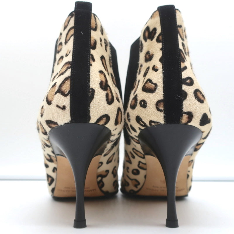 Manolo Blahnik Chelsea Booties Dildi Cream Leopard Print Calf Hair Size 38 NEW product image 7, provided for visual