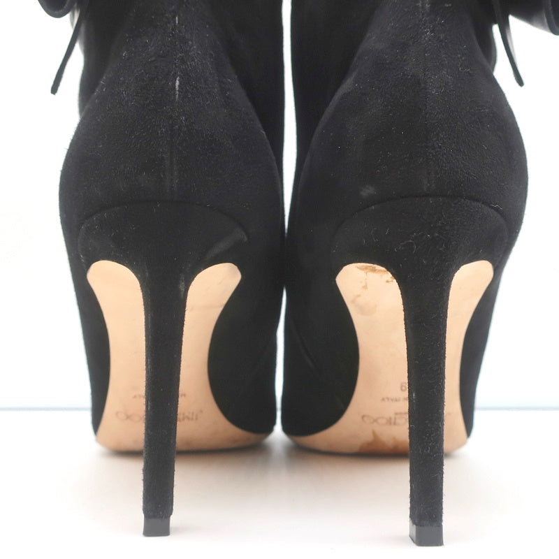 Jimmy Choo Kassidy Bow Ankle Boots Black Suede Size 39 Pointed Toe High Heel product image 8, provided for visual reference