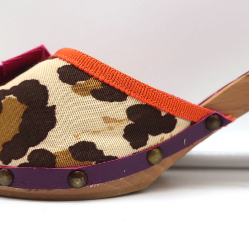 Moschino Cheap and Chic Bow Clog Sandals Leopard Print Size 40 High Heel Slides product image 8, provided for visual