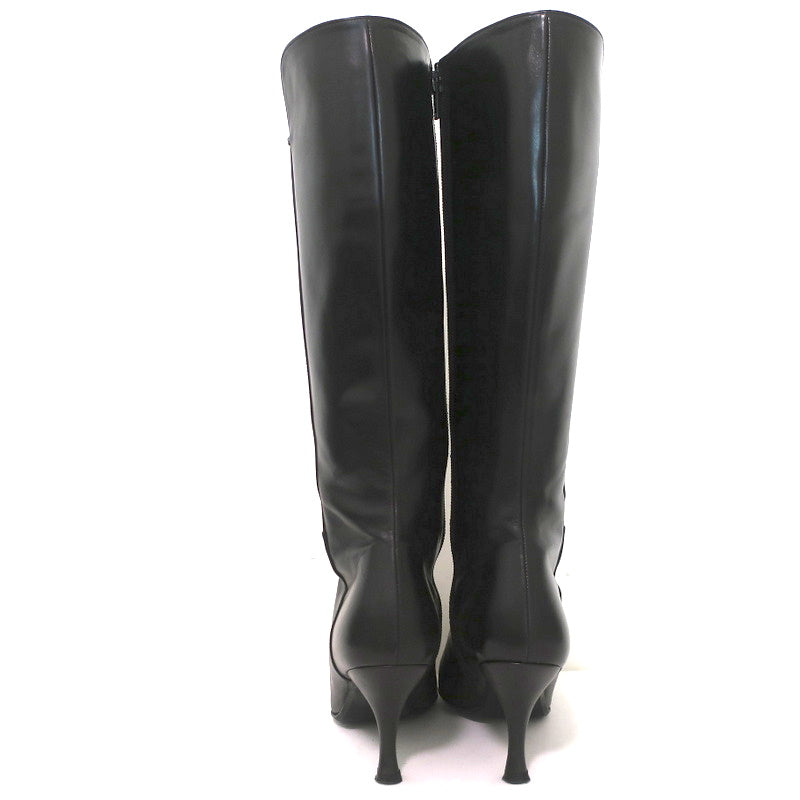 Stuart Weitzman Bonjour Knee High Boots Black Leather Size 6 Pointed Toe Heel product image 8, provided for visual reference