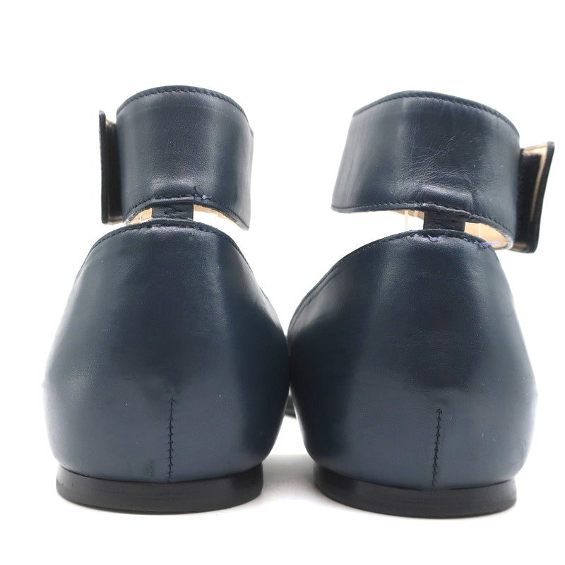 Chloe Ankle Strap Sandals Taffy Black/Blue Bicolor Leather Size 39 Open Toe Flat product image 8, provided for visual