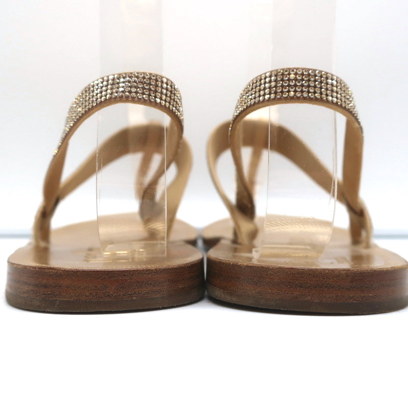 Pedro Garcia Crystal Thong Sandals Zulmar Gold Satin Size 38 Slingback Flats product image 8, provided for visual reference