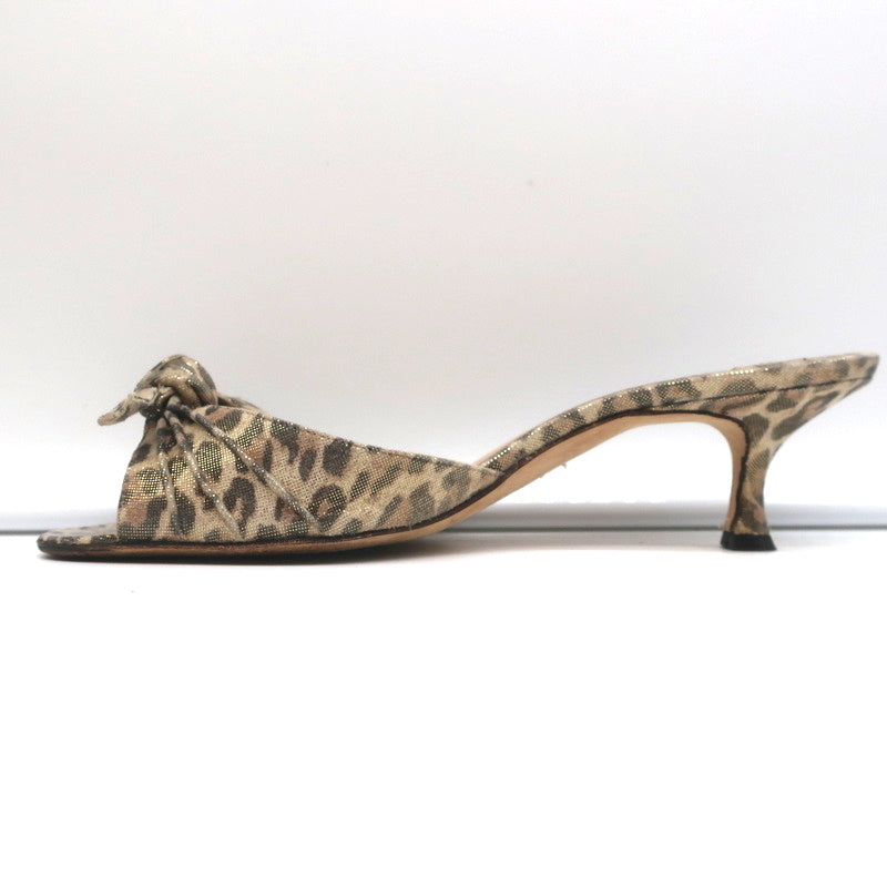 Manolo Blahnik Knot Slide Sandals Metallic Leopard Print Size 39.5 Kitten Heel product image 8, provided for visual