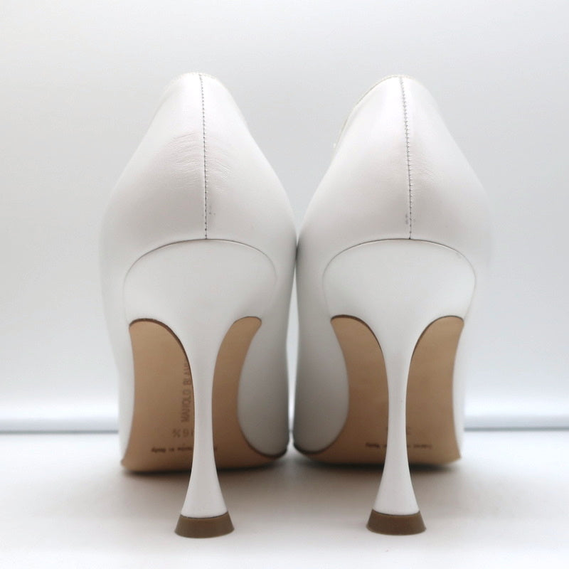 Manolo Blahnik Pumps Urgenzapla White Leather Size 36.5 Pointed Toe Heels product image 8, provided for visual reference and