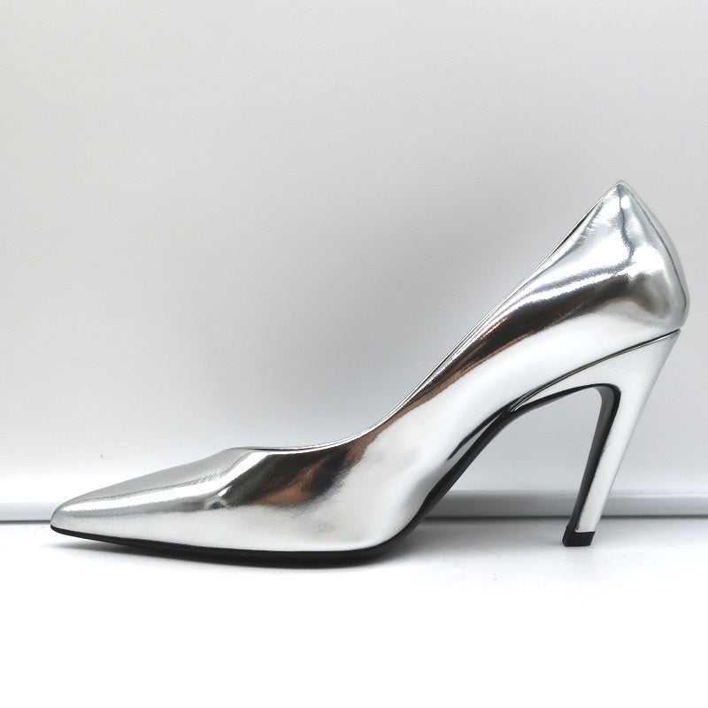 Balenciaga Broken Mirror Heels Silver Metallic Leather Size 37.5 Point-Toe Pumps product image 8, provided for visual