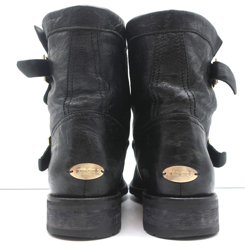 Jimmy Choo Youth Biker Boots Black Leather Size 38 Buckled Ankle Boots product image 8, provided for visual reference and