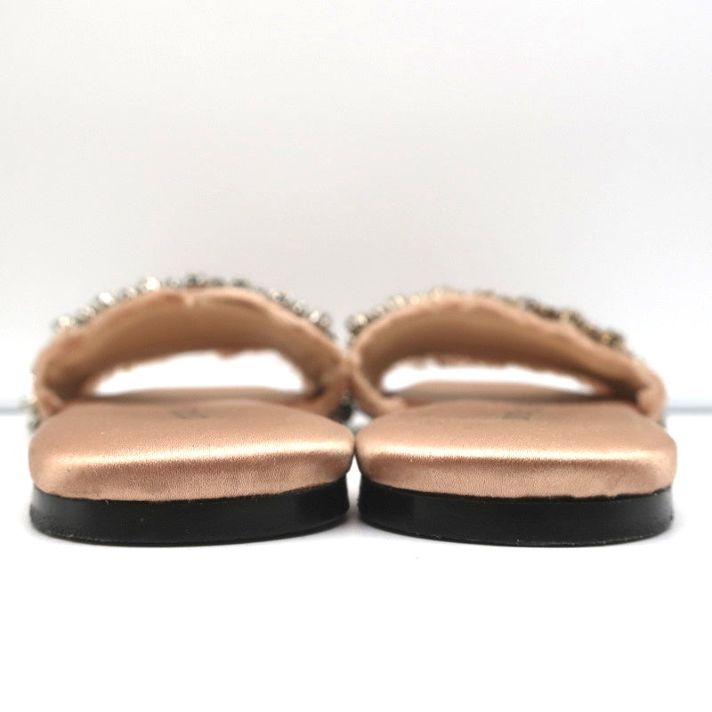 Anna Baiguera Crystal Fringe Slide Sandals Peach Satin Size 38 Flat Mules product image 8, provided for visual reference and