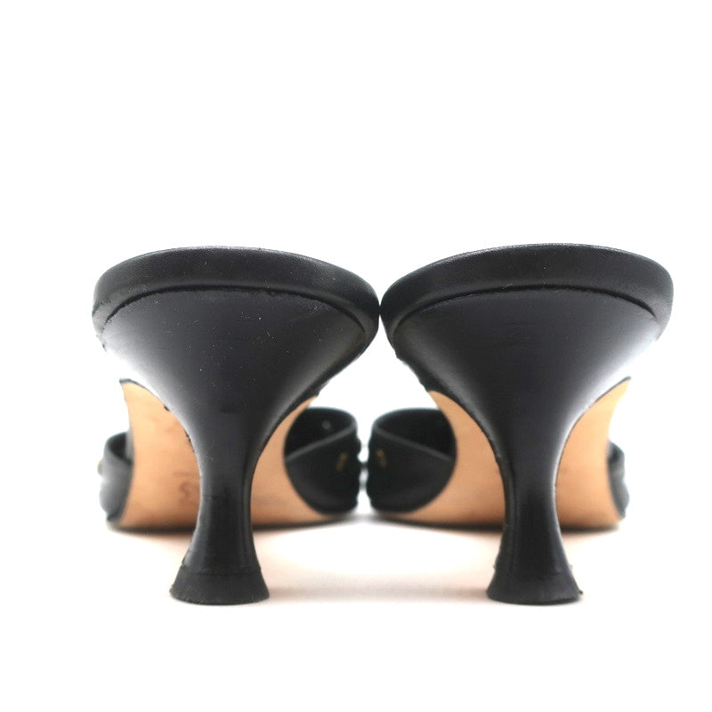 Manolo Blahnik Studded Mules Balu Black Perforated Leather Size 36.5 Kitten Heel product image 8, provided for visual