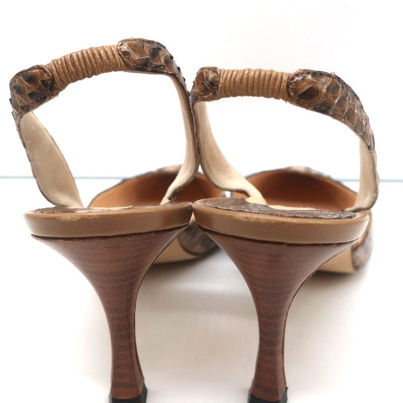 Manolo Blahnik Carolyne Slingback Pumps Brown Snakeskin Size 38.5 Pointed Toe product image 8, provided for visual reference
