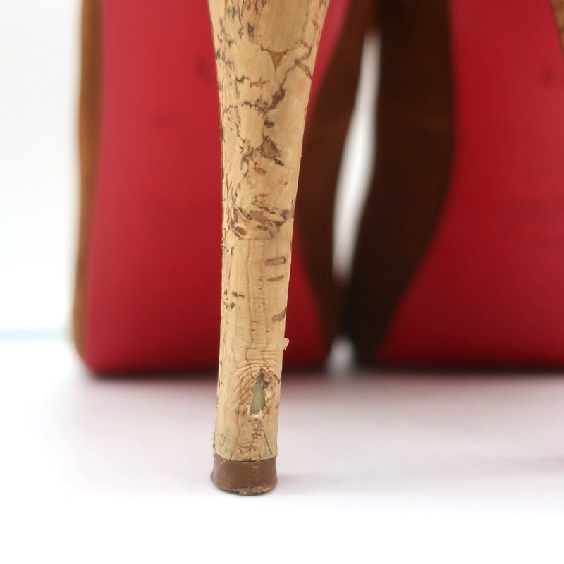 Christian Louboutin No Prive Cork Slingback Sandals Brown Suede Size 41.5 product image 8, provided for visual reference and