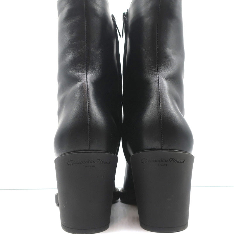 Gianvito Rossi Dylan Ankle Boots Black Leather Size 41.5 Pointed Toe High Heel product image 8, provided for visual