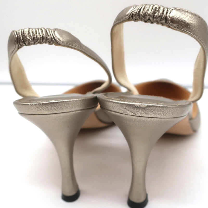 Manolo Blahnik Carolyne Slingback Pumps Gold Metallic Leather Size 38.5 product image 8, provided for visual reference and