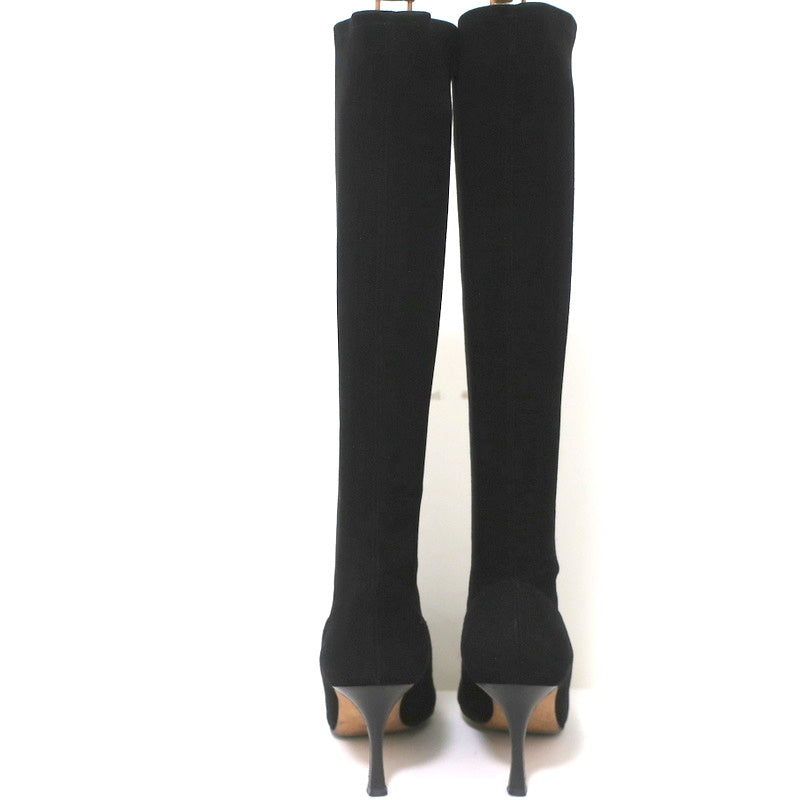 Manolo Blahnik Pascalare Knee High Boots Black Stretch Suede Size 38.5 product image 8, provided for visual reference and