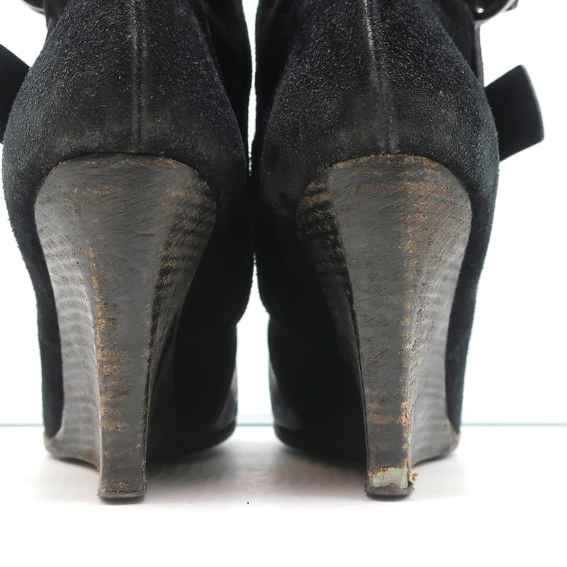 Givenchy Wedge Ankle Boots Black Buckled Suede Size 36.5 Pointed Toe product image 7, provided for visual reference and