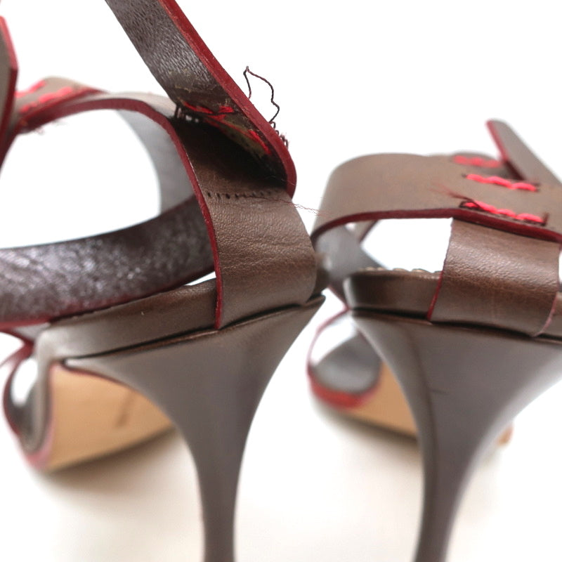 Manolo Blahnik Double Ankle Strap Sandals Dark Brown Leather Size 38.5 product image 8, provided for visual reference and