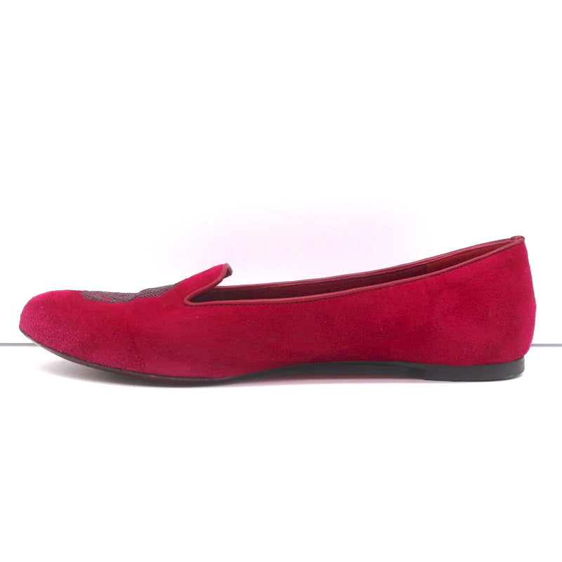 Alexander McQueen Sequin Skull Loafers Magenta Suede Size 37 Slip-On Flats product image 8, provided for visual reference