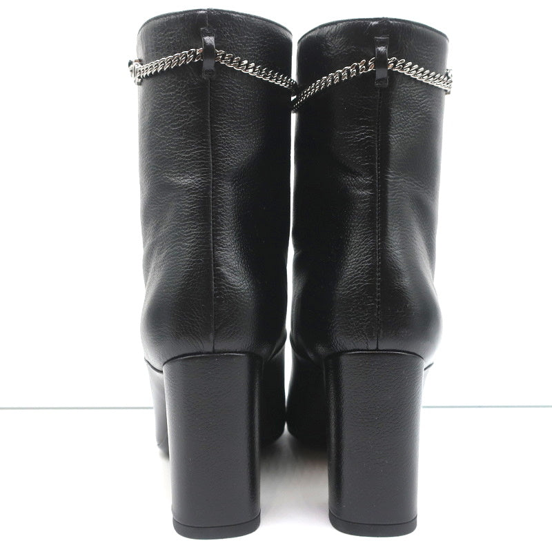 Christian Dior CD Chain Embellished Ankle Boots Black Leather Size 36 High Heel product image 8, provided for visual