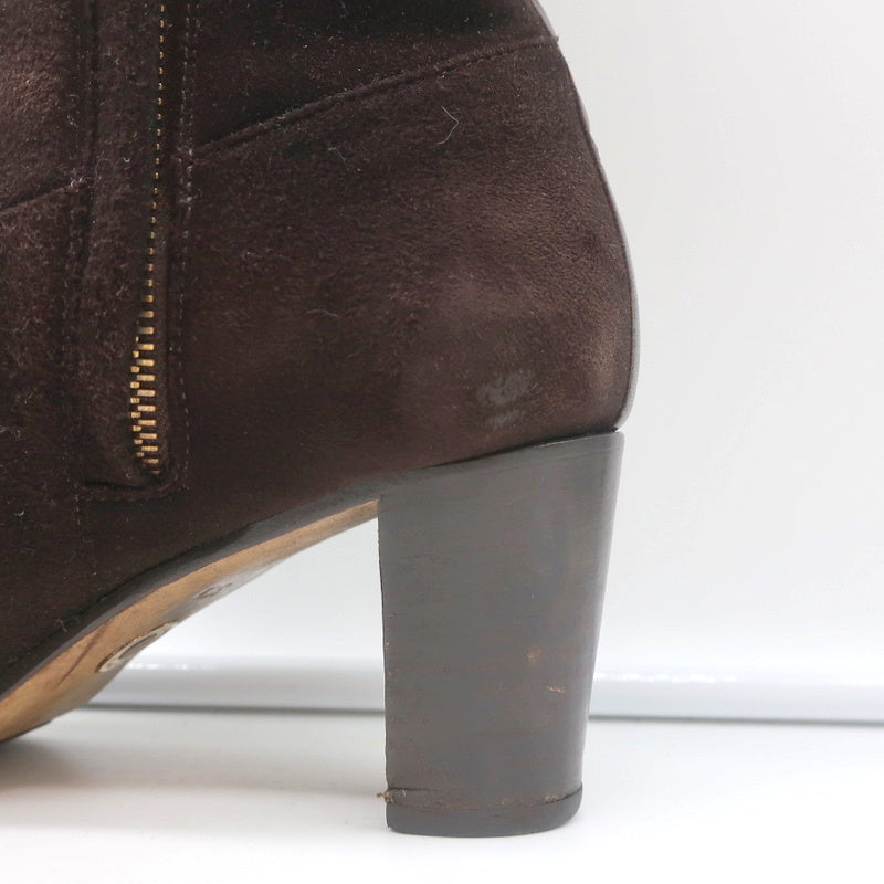 Loro Piana Mid-Heel Ankle Boots Dark Brown Leather-Trim Suede Size 37.5 product image 8, provided for visual reference and