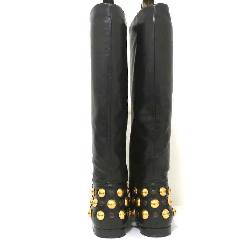 Gucci Babouska Studded Heel Knee High Boots Black Leather Size 38.5 product image 8, provided for visual reference and