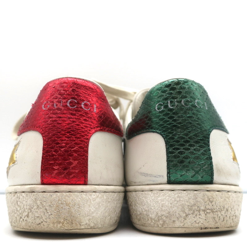 Gucci Ace Stars Low Top Sneakers White & Metallic Leather Size 36 product image 8, provided for visual reference and product