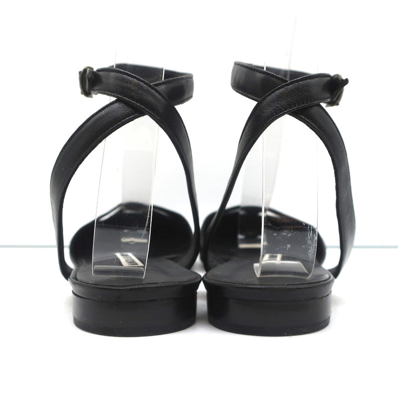 Manolo Blahnik Ankle Strap Flats Belfaba Black Cutout Leather Size 36.5 product image 8, provided for visual reference and