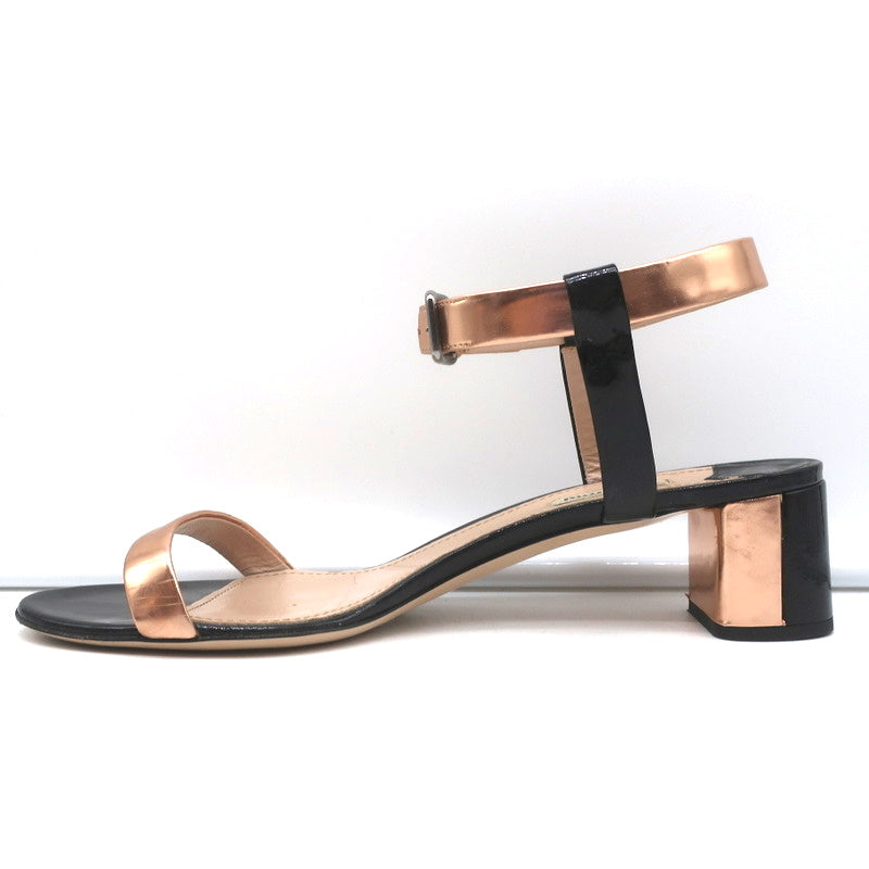 Miu Miu Bicolor Ankle Strap Sandals Metallic Rose Gold & Black Patent Size 41 product image 8, provided for visual reference