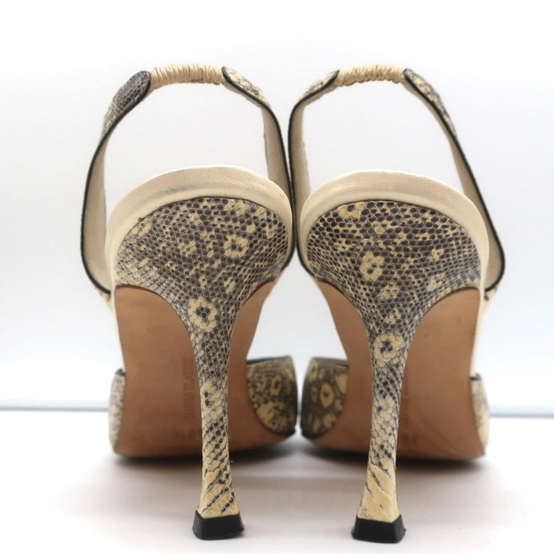 Manolo Blahnik Carolyne Slingback Pumps Ivory Lizard Size 38.5 Pointed Toe Heels product image 8, provided for visual