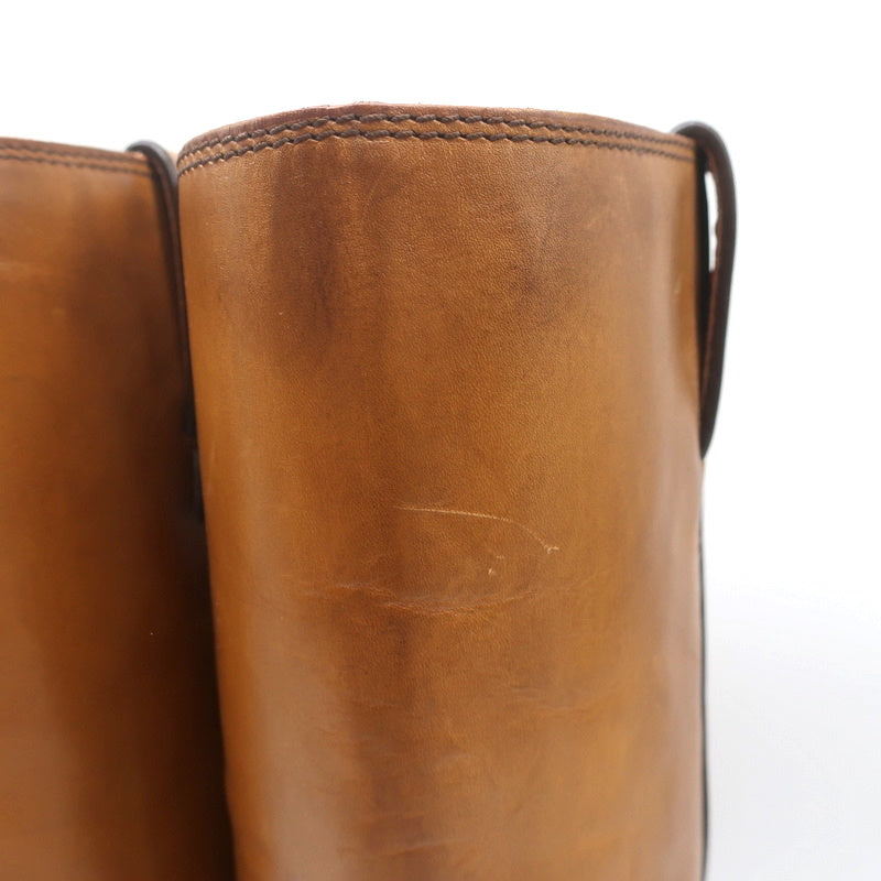 Gucci Riding Boots Brown Burnished Leather Size 37 Mid Calf Flat product image 8, provided for visual reference and product