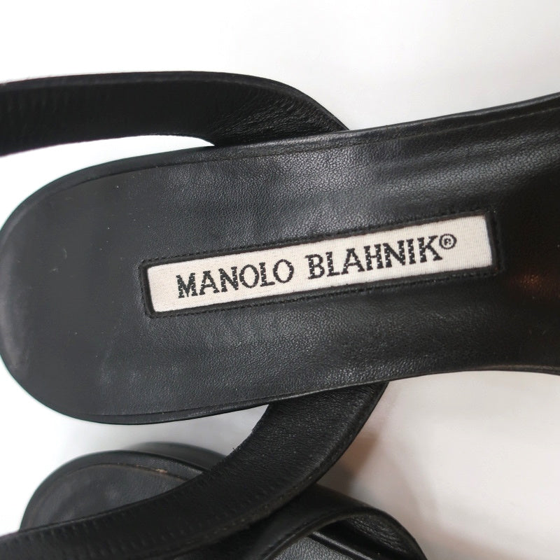 Manolo Blahnik Ankle Strap Flats Belfaba Black Cutout Leather Size 36.5 product image 9, provided for visual reference and