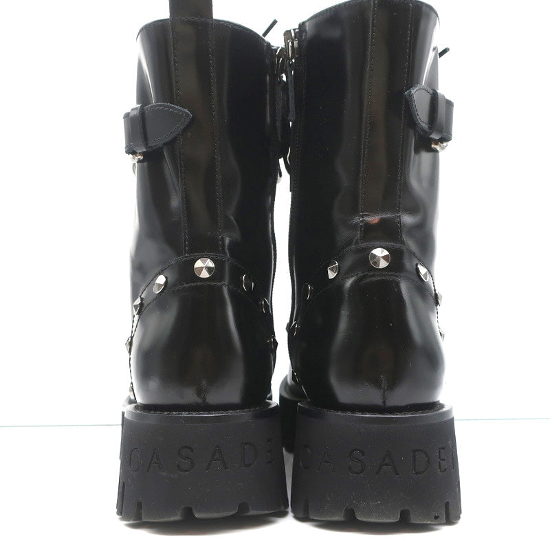 Casadei Chain Link Combat Boots Black Studded Leather Size 36.5 product image 9, provided for visual reference and product