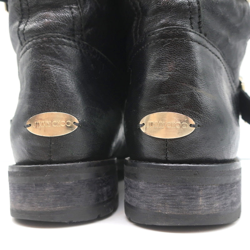 Jimmy Choo Youth Biker Boots Black Leather Size 38 Buckled Ankle Boots product image 9, provided for visual reference and