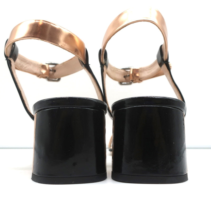 Miu Miu Bicolor Ankle Strap Sandals Metallic Rose Gold & Black Patent Size 41 product image 9, provided for visual reference