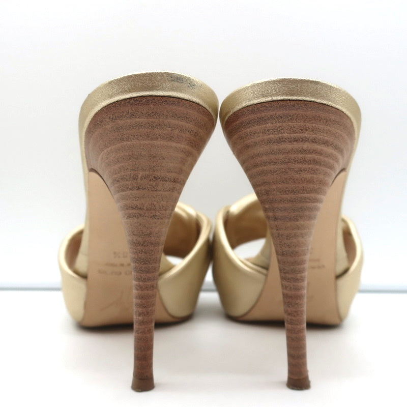 Giuseppe Zanotti Knotted Platform Mule Sandals Gold Metallic Leather Size 38.5 product image 9, provided for visual