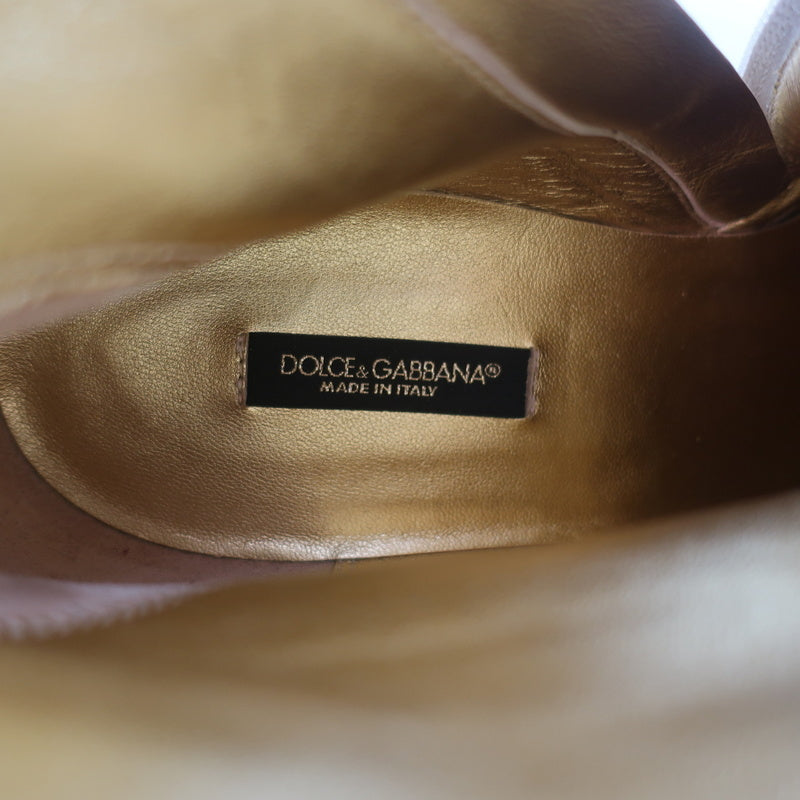Dolce & Gabbana Ankle Boots Gold Metallic Brocade Size 39 Low Heel Booties NEW product image 9, provided for visual