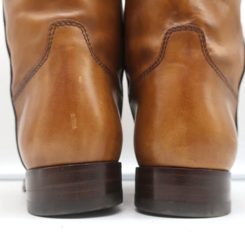 Gucci Riding Boots Brown Burnished Leather Size 37 Mid Calf Flat product image 9, provided for visual reference and product