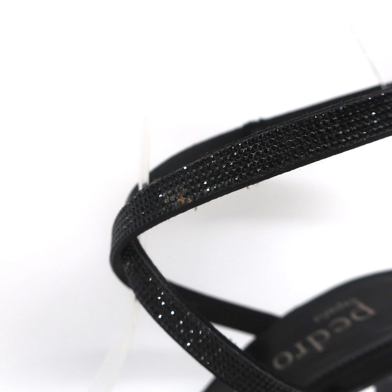 Pedro Garcia Ankle Strap Sandals Clara Black Crystal-Embellished Satin Size 37 product image 9, provided for visual
