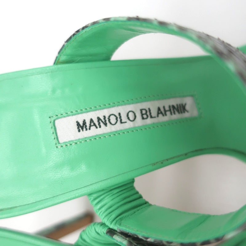Manolo Blahnik Muluca Double-Band Slide Sandals Mint Snakeskin Size 38.5 product image 9, provided for visual reference and
