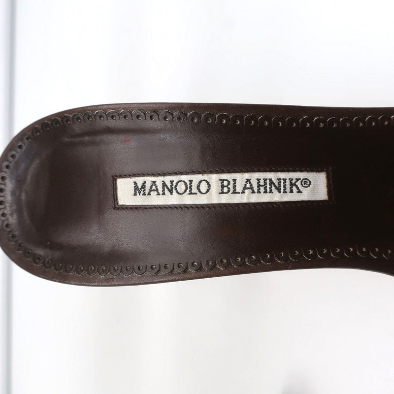 Manolo Blahnik Double Ankle Strap Sandals Dark Brown Leather Size 38.5 product image 9, provided for visual reference and