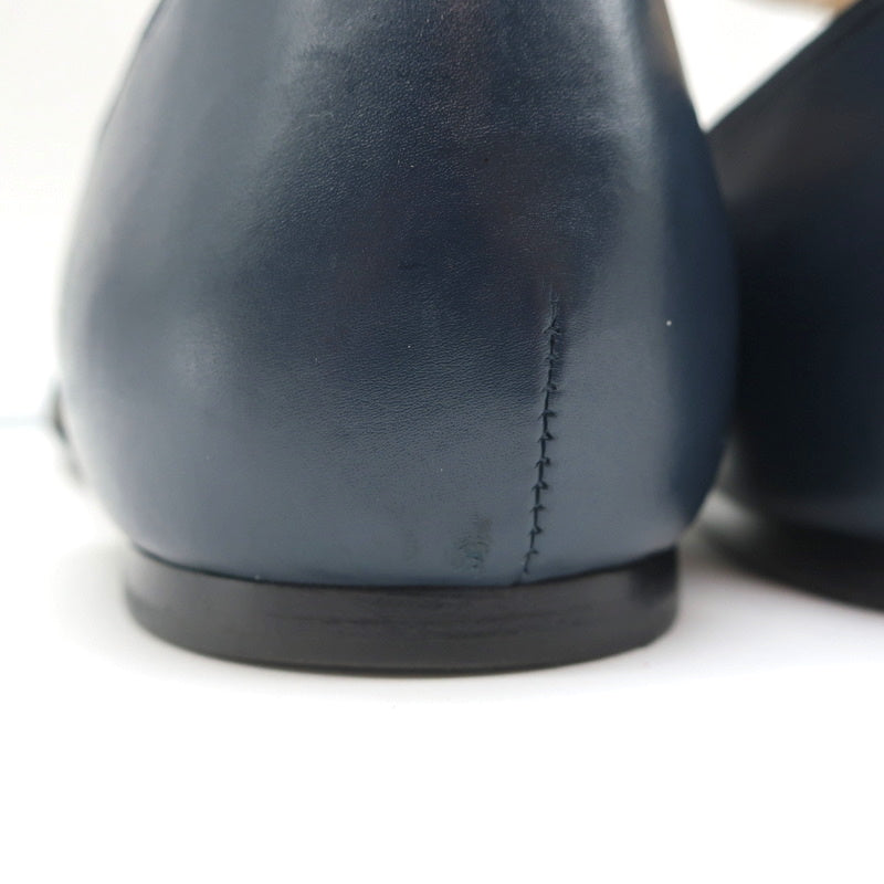 Chloe Ankle Strap Sandals Taffy Black/Blue Bicolor Leather Size 39 Open Toe Flat product image 9, provided for visual