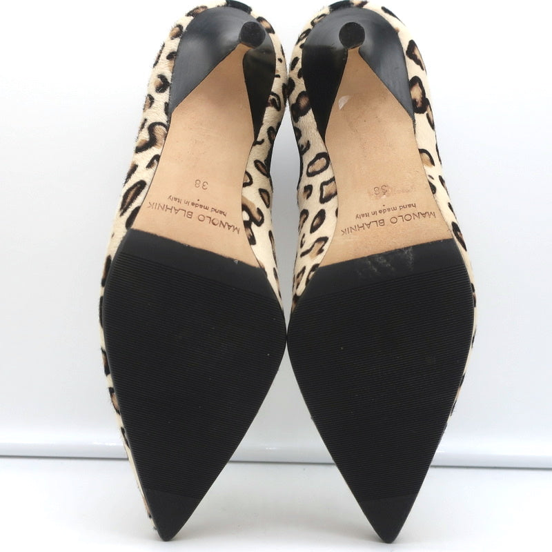 Manolo Blahnik Chelsea Booties Dildi Cream Leopard Print Calf Hair Size 38 NEW product image 9, provided for visual