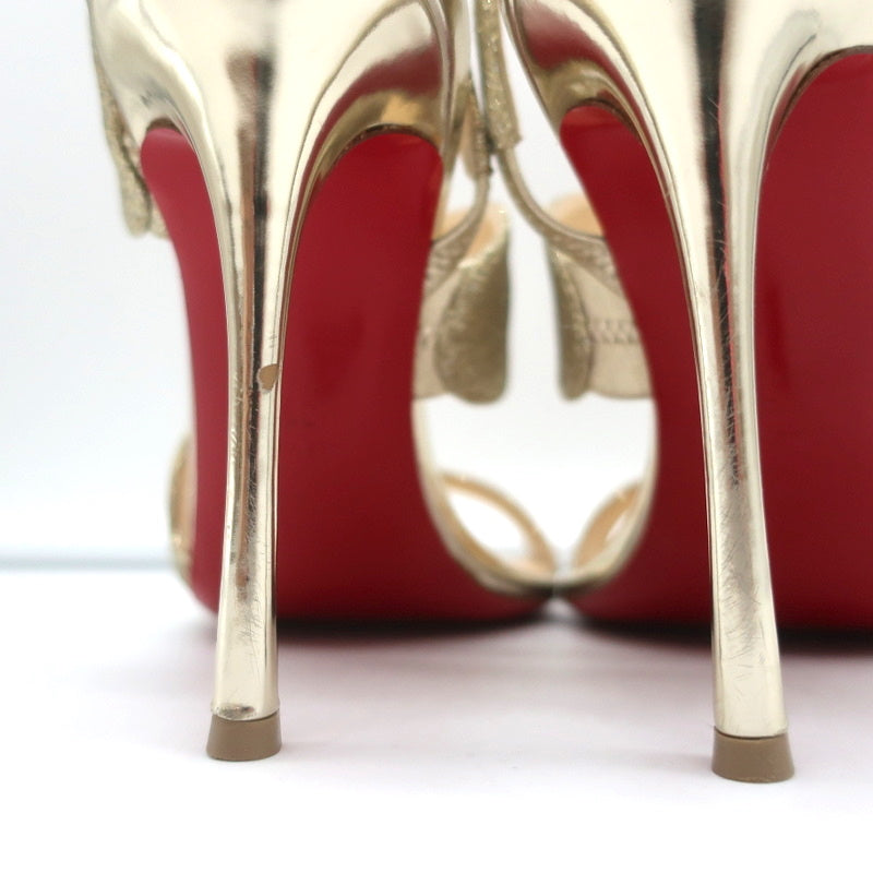 Christian Louboutin Vavazou Asymmetric Sandals Gold Glitter & Leather Size 38 product image 9, provided for visual reference